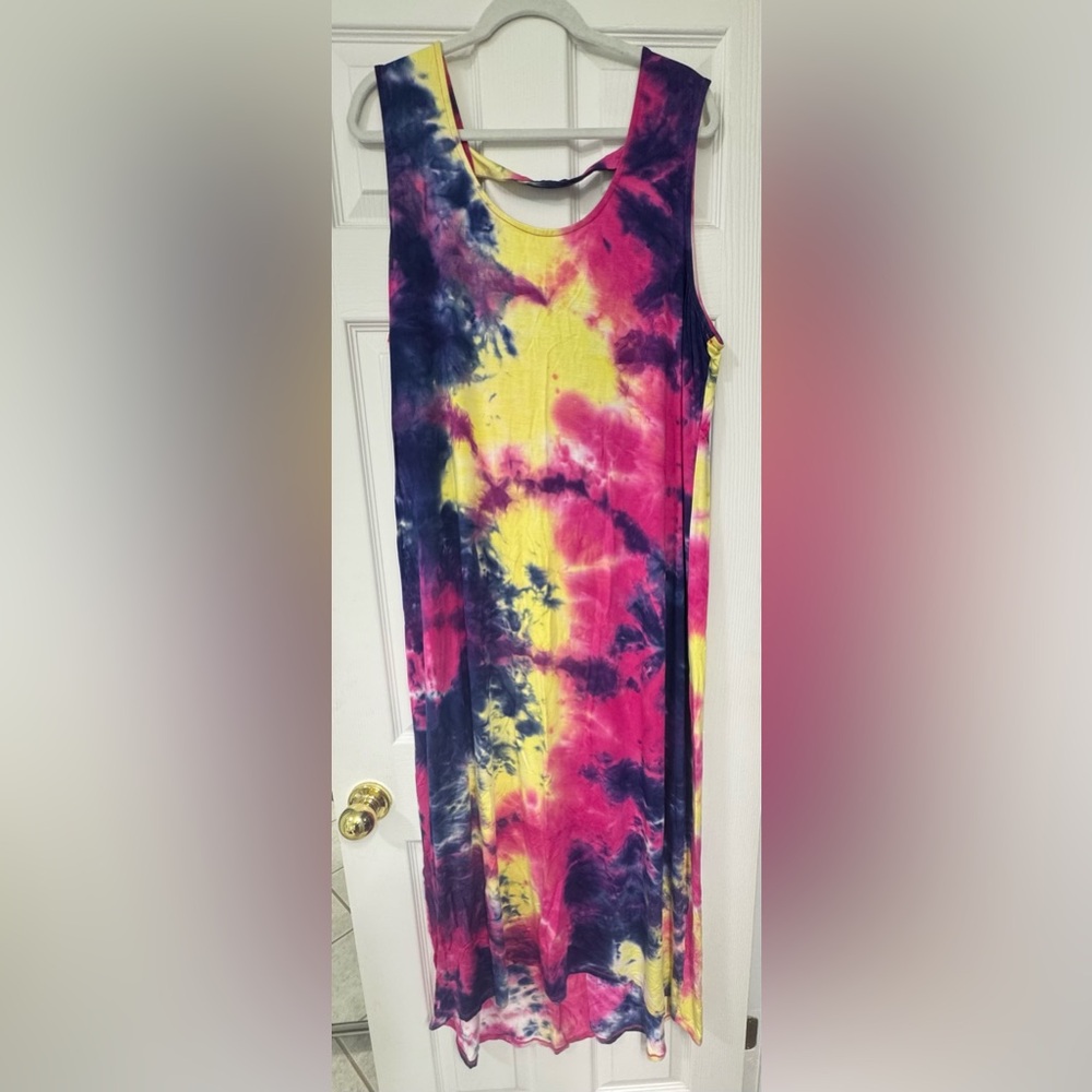 Nina Leonard Multicolor Tie-Dye Dress Size 2X